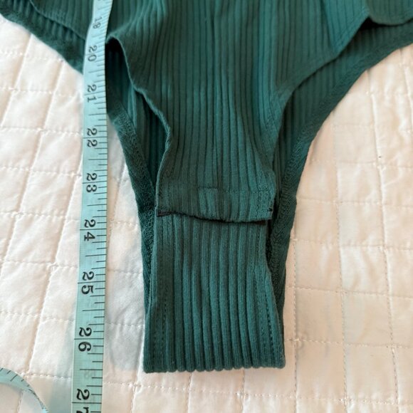 Makers Of Dreams Ribbed Long Sleeve Bodysuit Size L Hunter Green - Picture 8 of 10